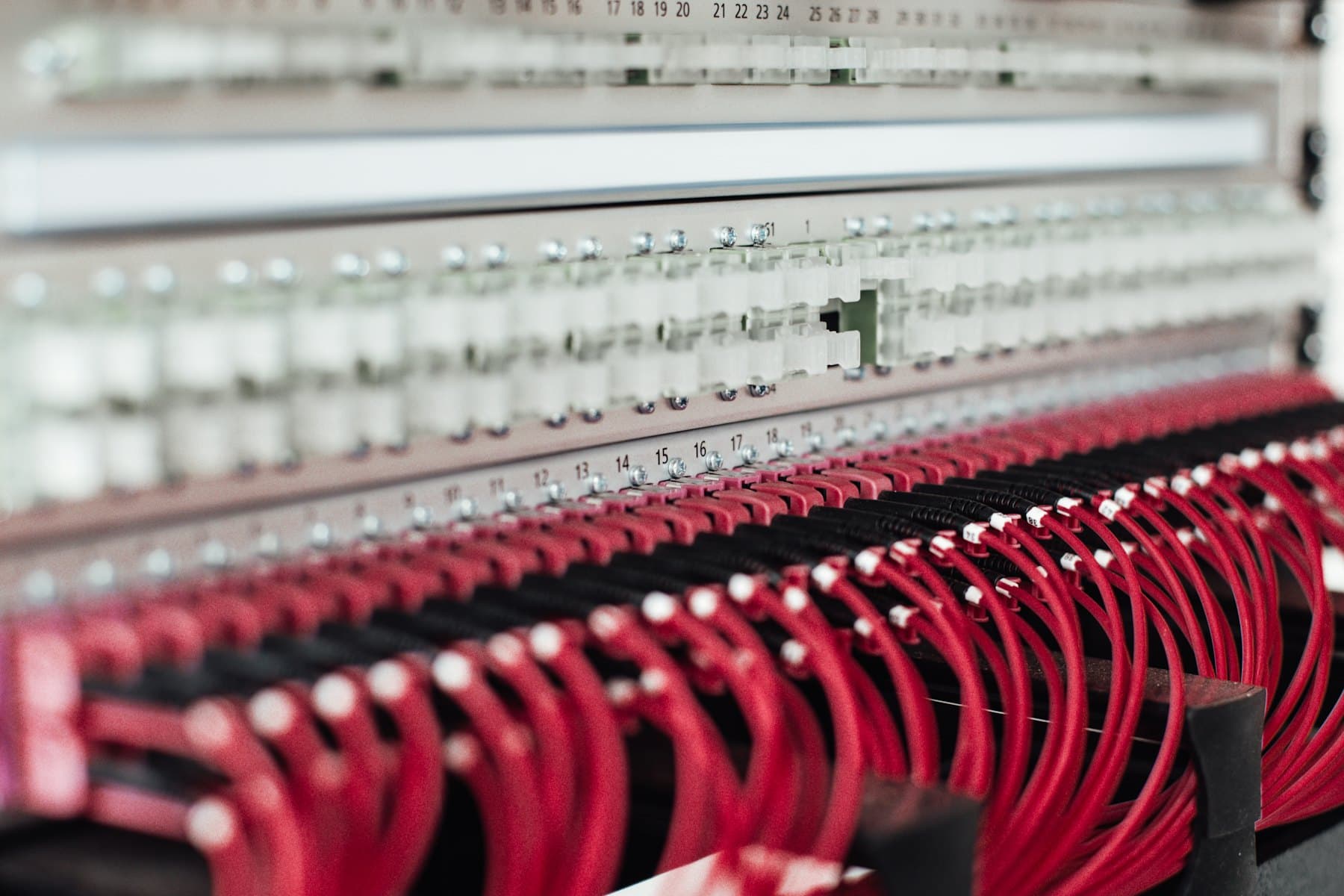 Fibre optic distribution frame with rows of terminated patch cords
